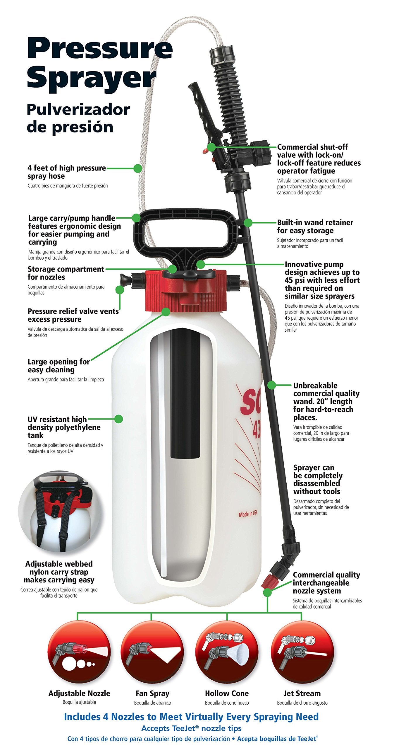 Long hose on Solo 430-2G supports smooth spraying movement