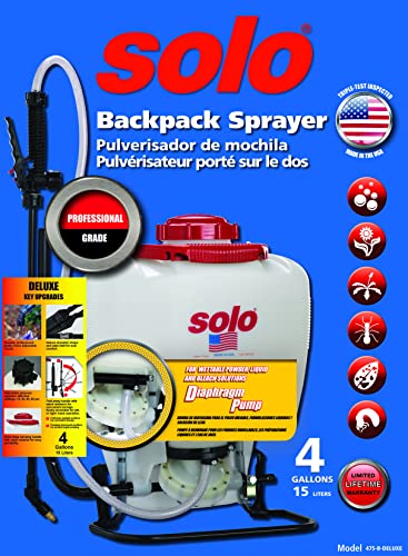 Four nozzle assortment expands spraying options on the Solo 475-B-DELUXE.