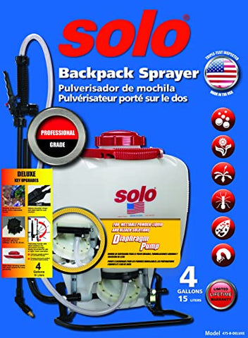 Four nozzle assortment expands spraying options on the Solo 475-B-DELUXE.