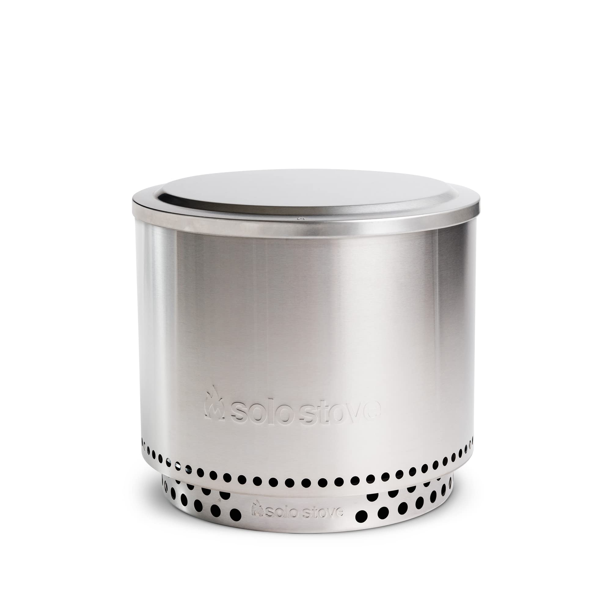 Solo Stove Bonfire Lid weather-resistant stainless steel guards against ash around the pit.