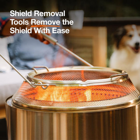 Solo Stove Bonfire Shield two-piece design lets you tend logs without removing it.