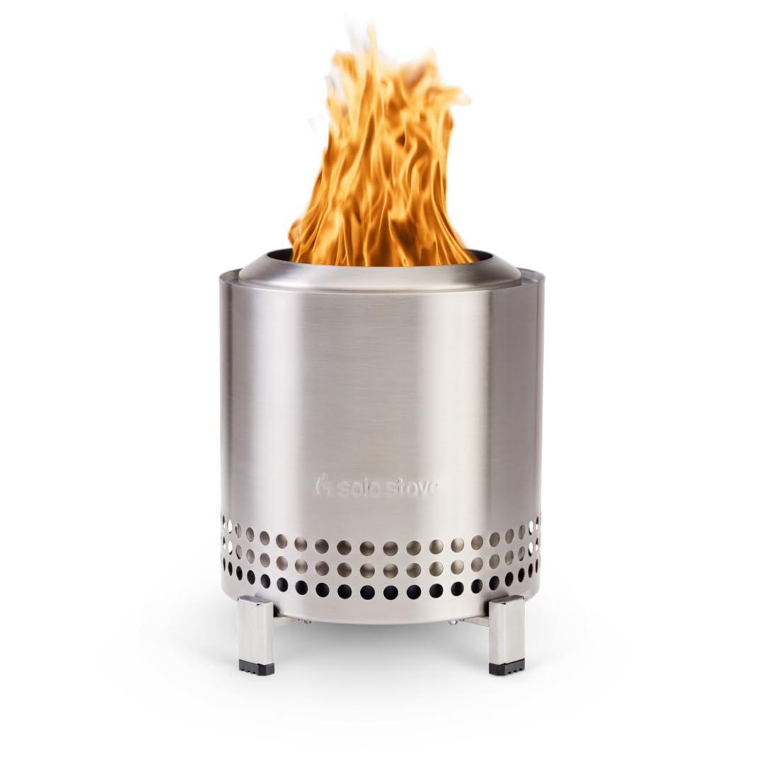 Solo Stove Mesa XL fire pit on its stand for portable outdoor use.