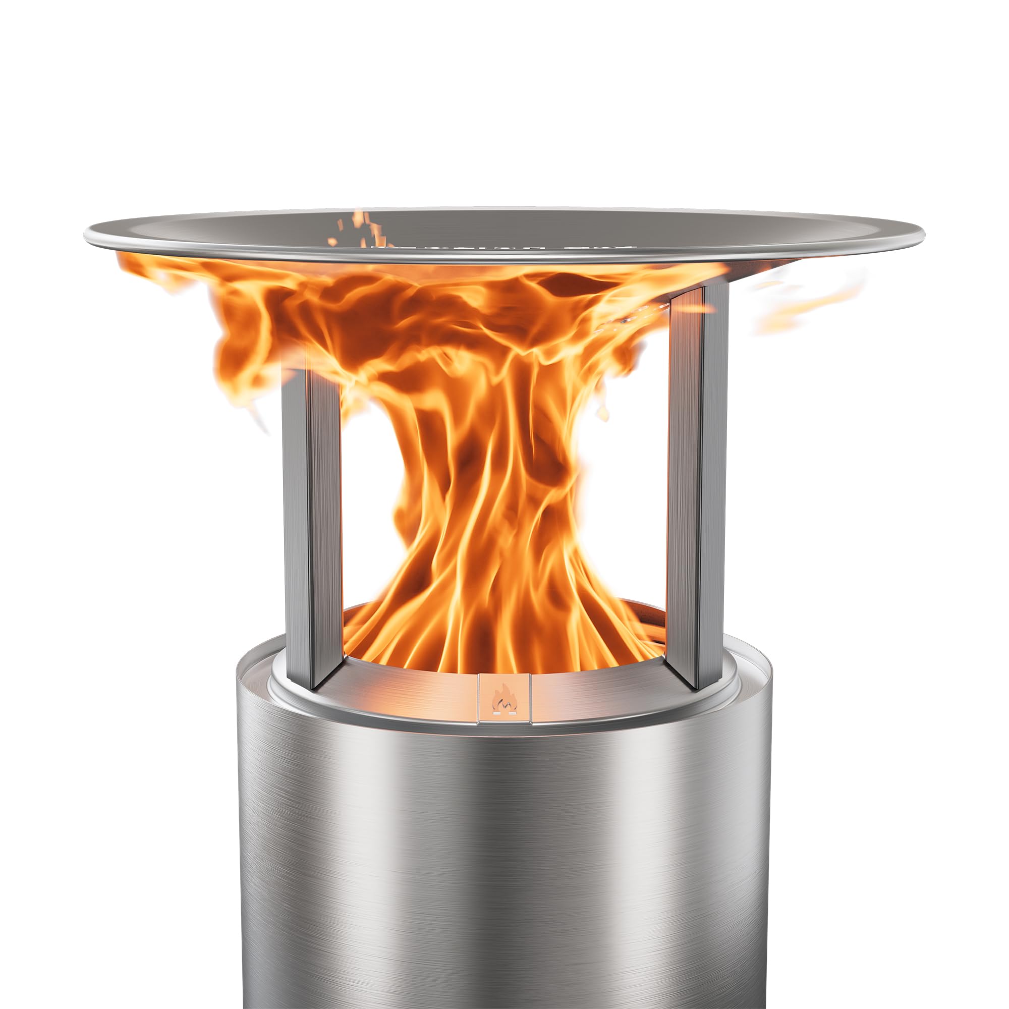 Solo Stove Mesa XL heat deflector disk redirects warmth for extended fireside comfort.