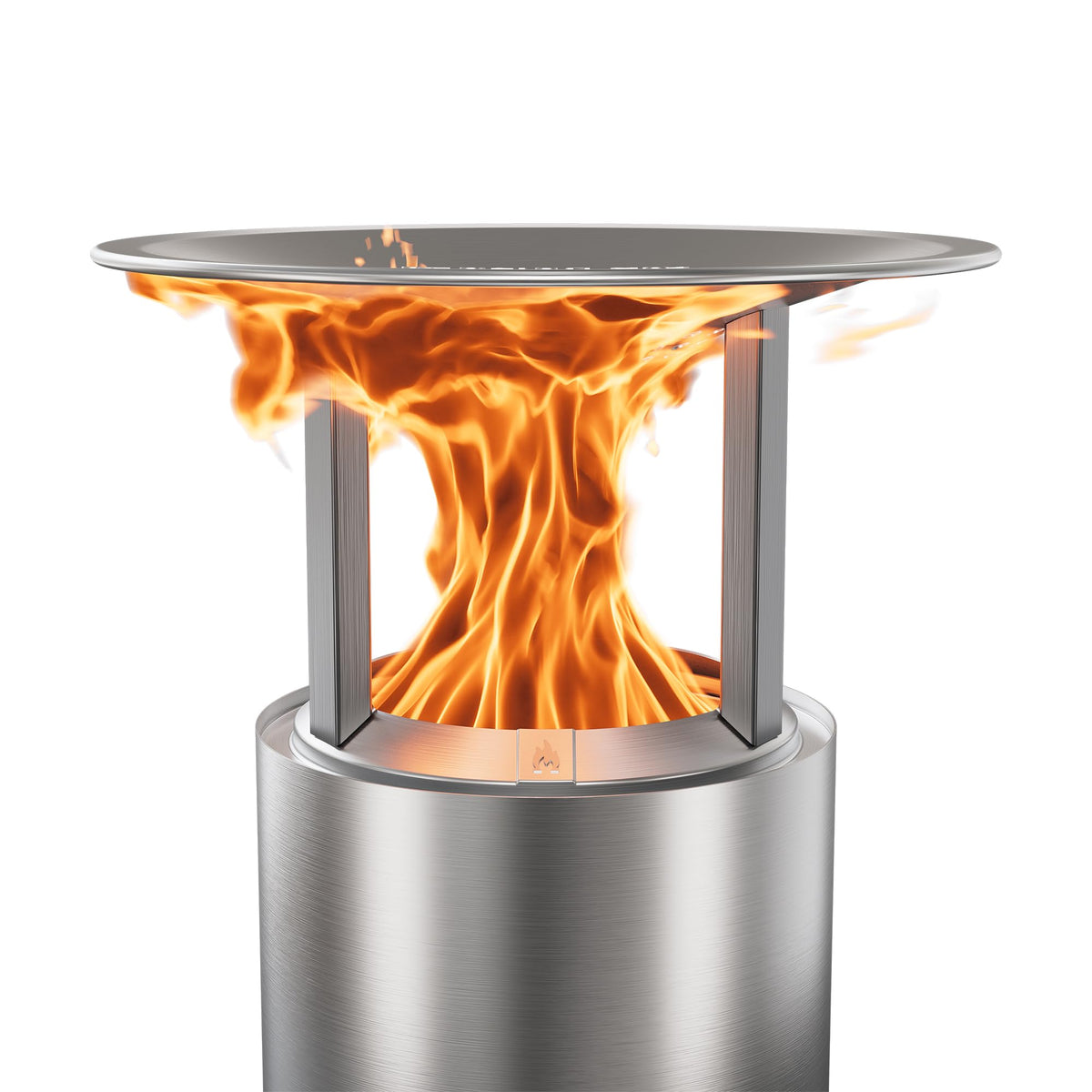Solo Stove Mesa XL heat deflector disk redirects warmth for extended fireside comfort.