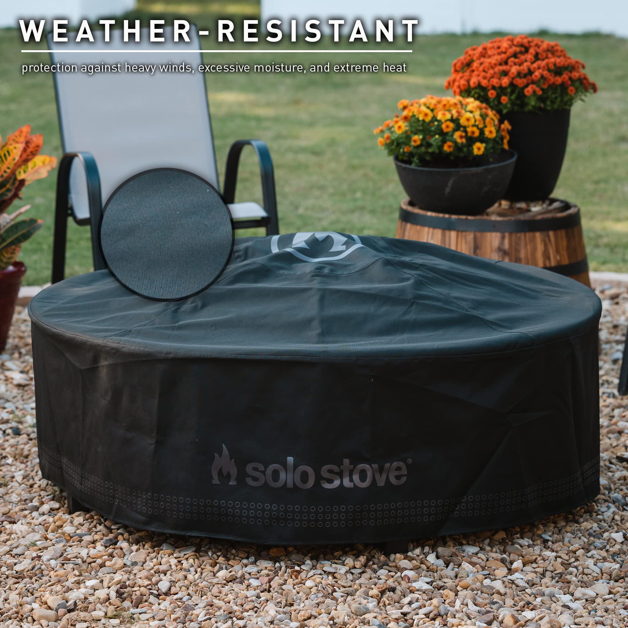 Close-up of UV-resistant acrylic fabric with PVC backing on Surround Shelter Small.