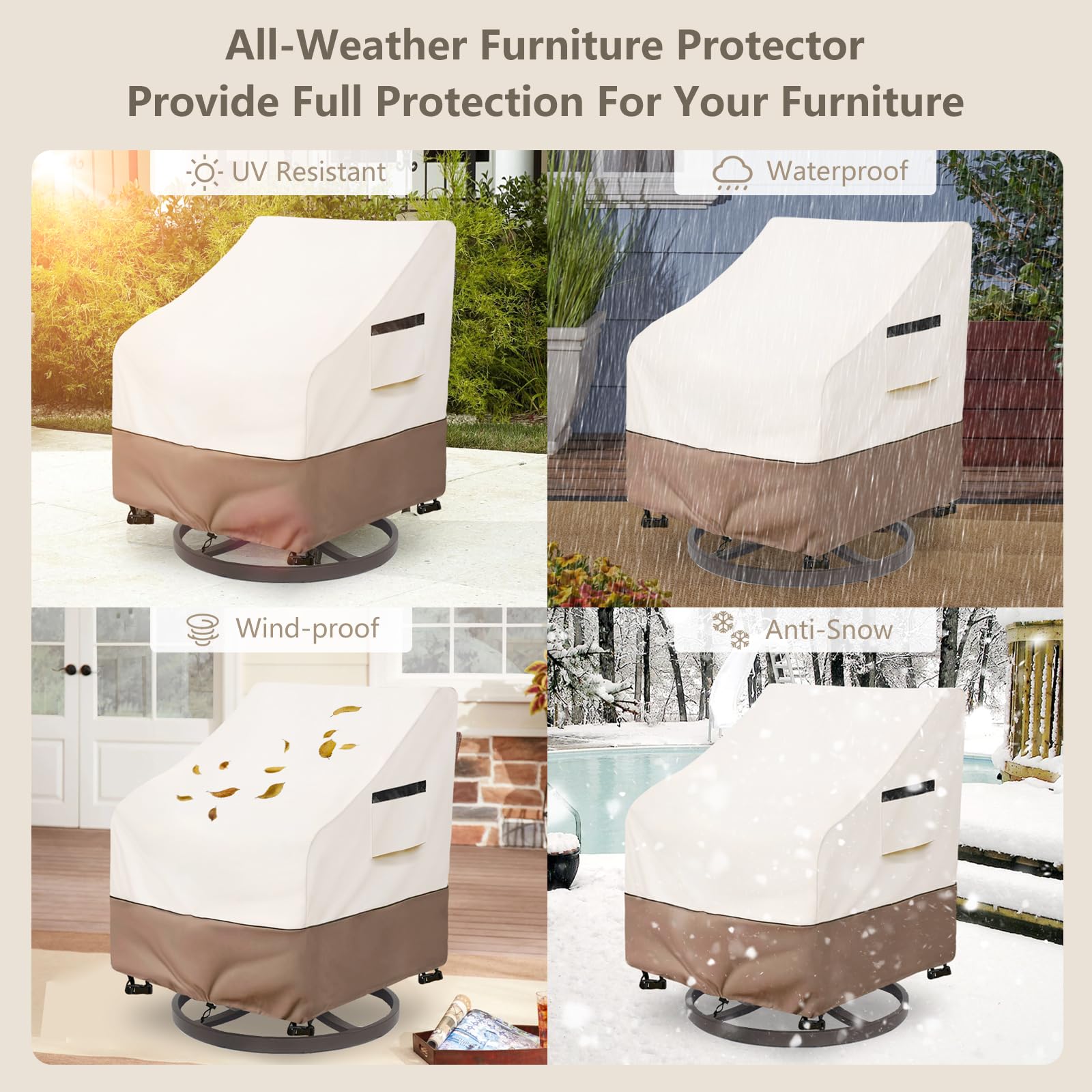 SoloToo beige patio chair cover 2-pack protects two chairs year-round.