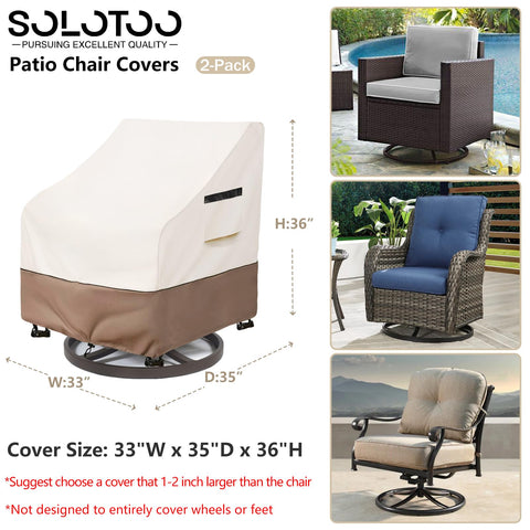 SoloToo beige patio chair cover with buckle adjustment for windy stability.