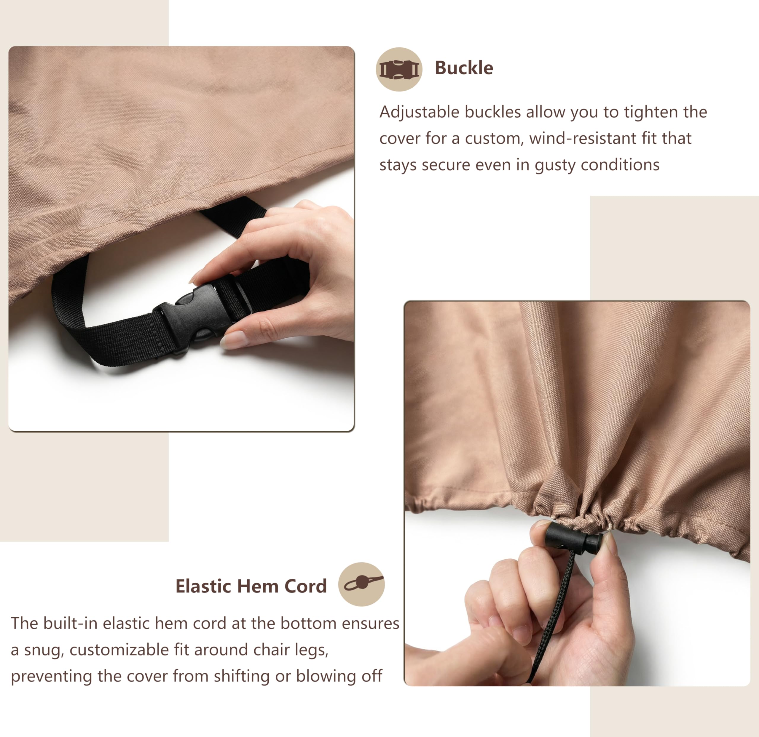 SoloToo beige patio chair cover storage bag included for tidy storage.