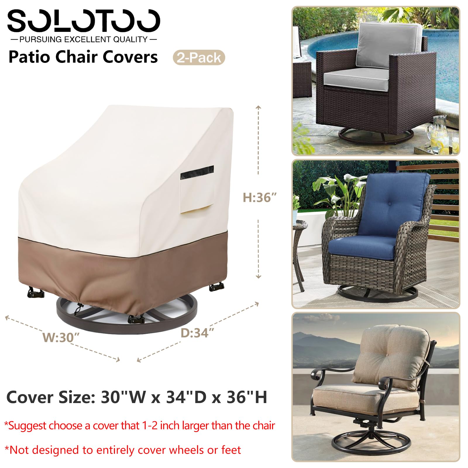 SoloToo elastic-hem chair cover ensuring a snug fit on windy days.