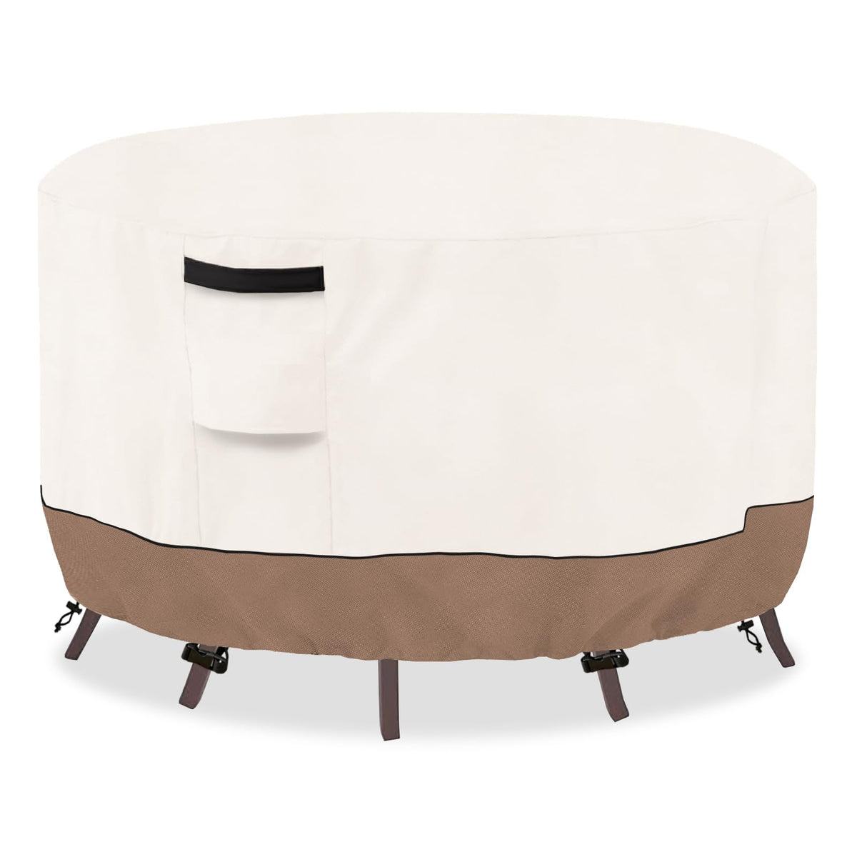SoloToo round table cover protecting a 42-inch diameter table with waterproof coverage.