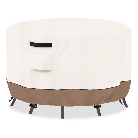 SoloToo round table cover protecting a 42-inch diameter table with waterproof coverage.