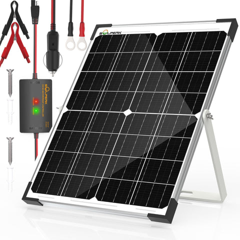 SOLPERK 25W solar panel in sunlight for reliable outdoor charging.