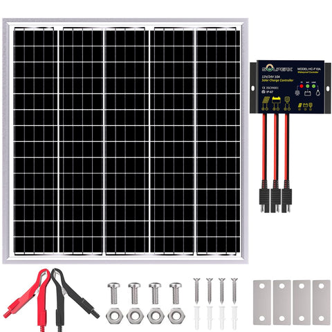 SOLPERK 50W panel front view powering RV and boat charging on sunny days