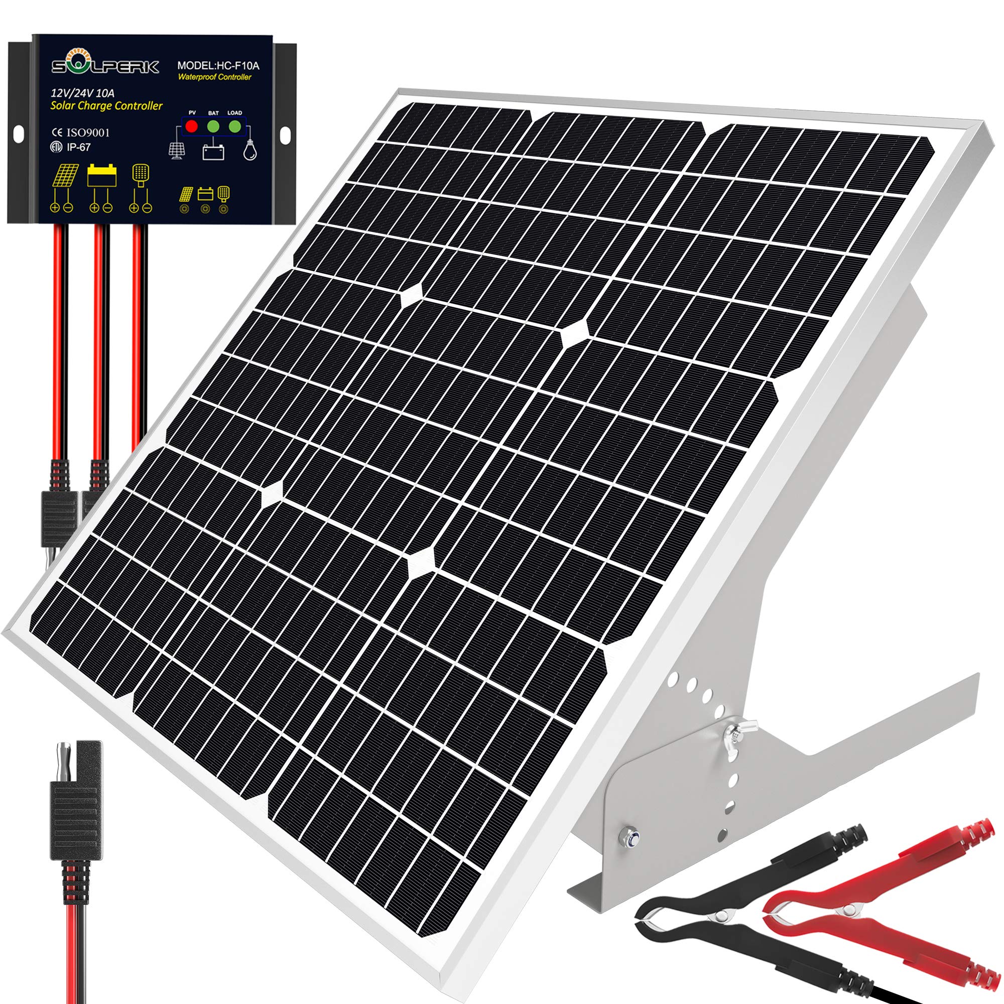 SOLPERK 50W panel mounted on a roof for RV battery charging
