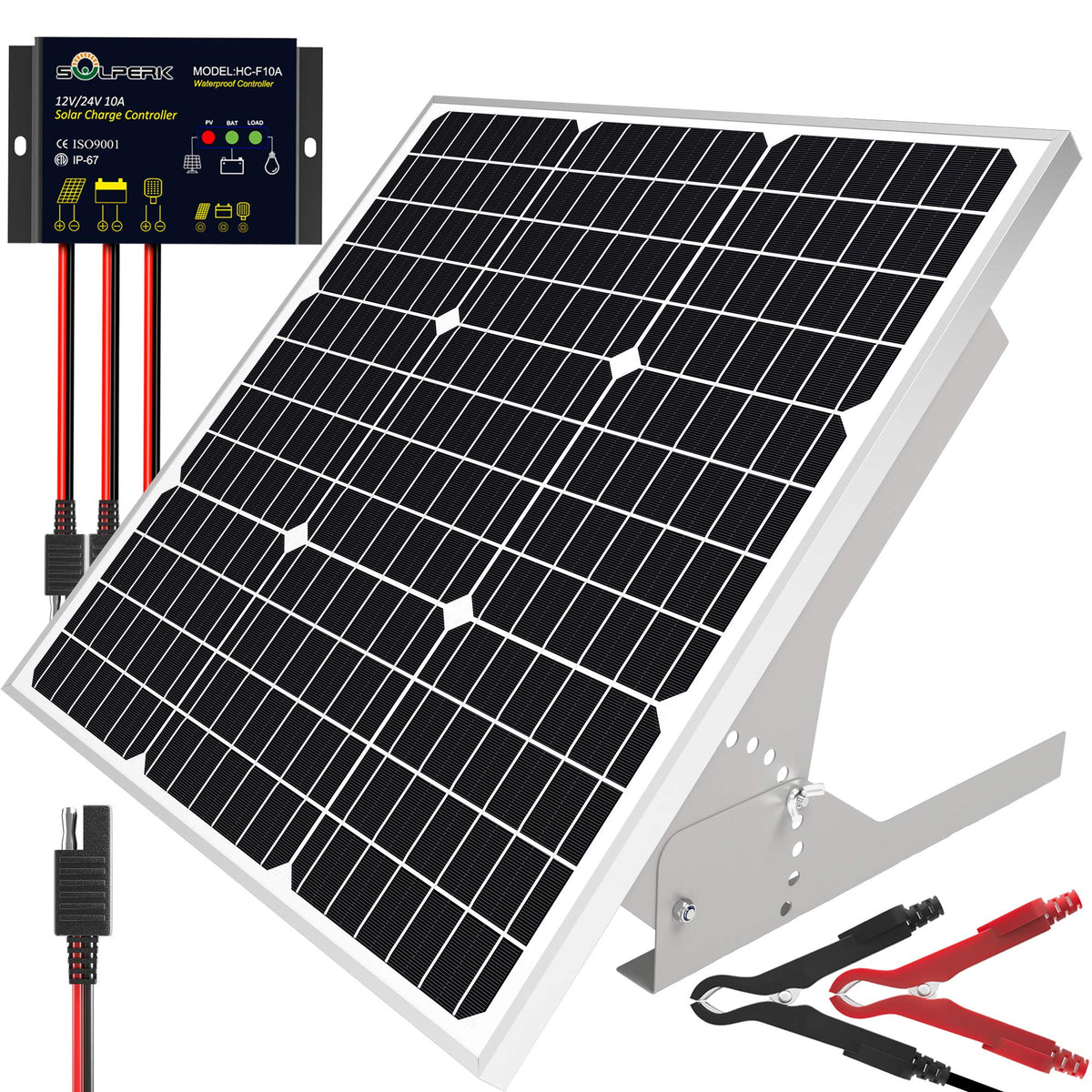 SOLPERK 50W panel mounted on a roof for RV battery charging