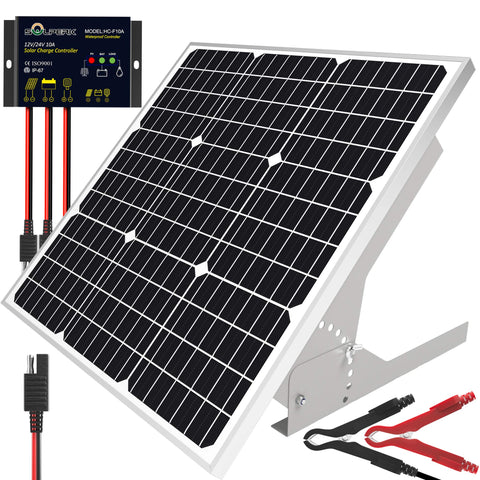 SOLPERK 50W panel mounted on a roof for RV battery charging