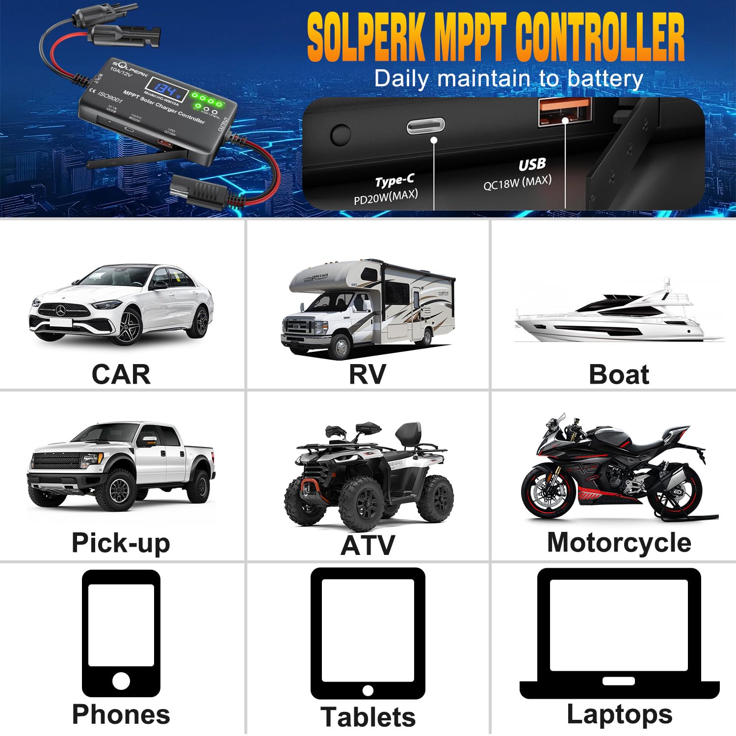 SOLPERK battery compatibility with GEL, AGM, and LiFePO4 types