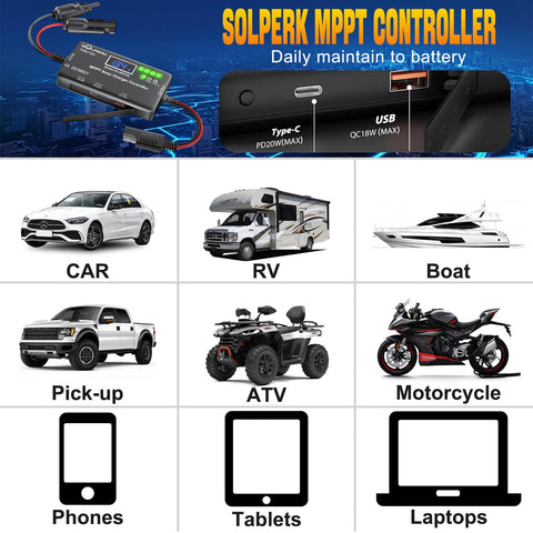 SOLPERK battery compatibility with GEL, AGM, and LiFePO4 types