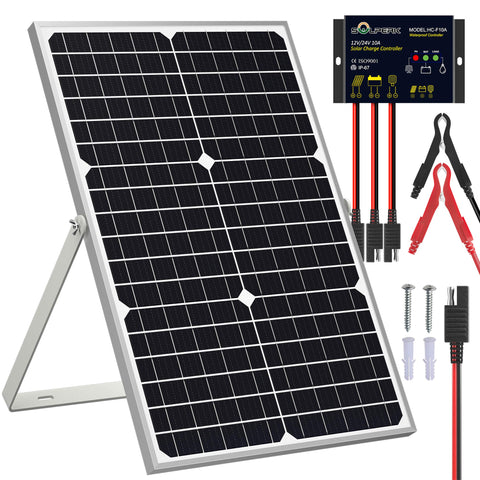 SOLPERK solar panel 30W facing sun delivers steady 12V charging.