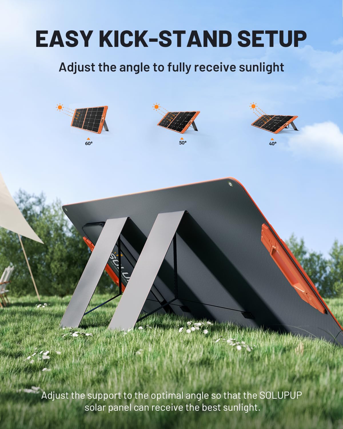 SOLUPUP 100W panel IP65 ETFE coating for rugged outdoor use.