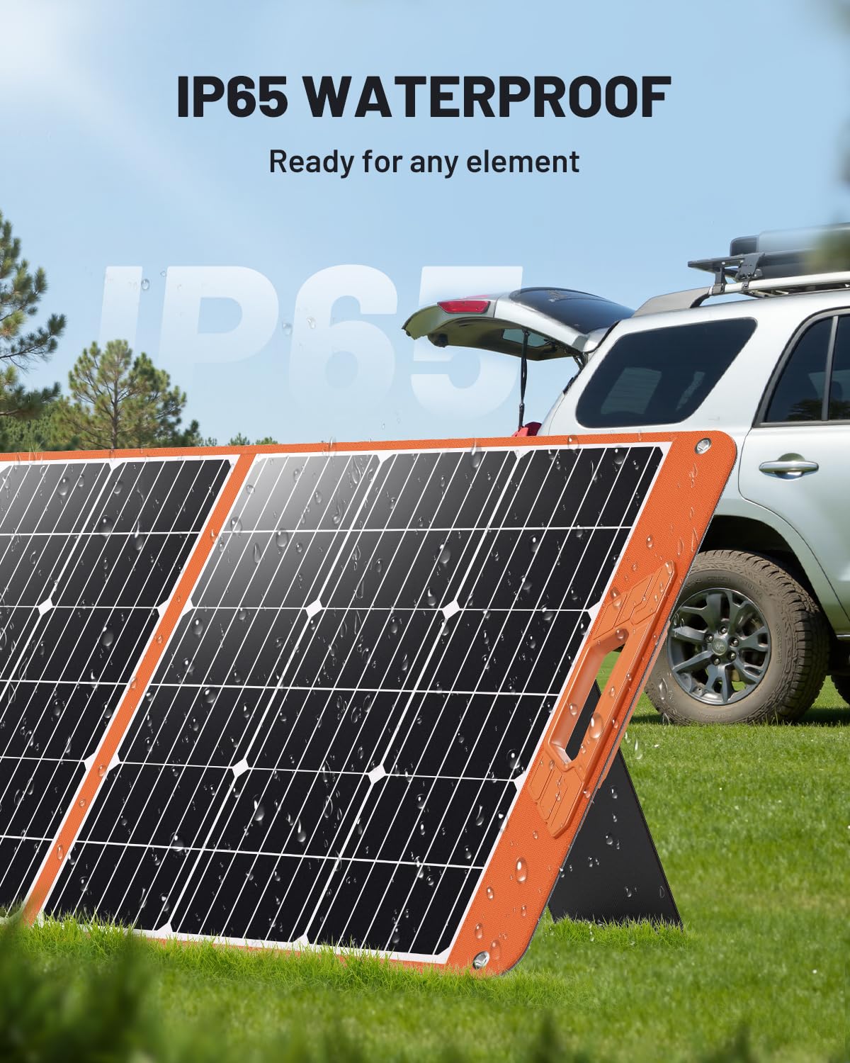 SOLUPUP 100W panel lightweight design at 8.8 lbs for transport.
