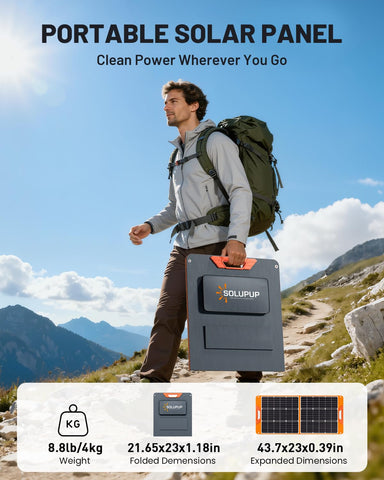 SOLUPUP 100W panel XT60 anderson connectors for wide compatibility.