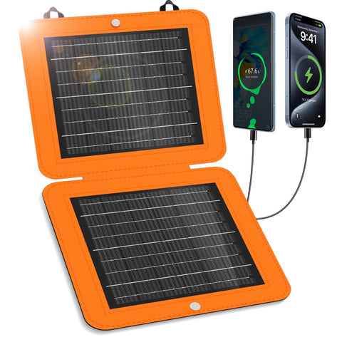 SOLUPUP 10W solar panel folded compact, easy to carry in a bag.
