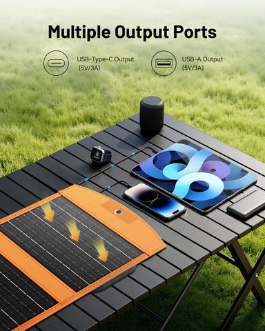 SOLUPUP carabiners clipped to a backpack for mobile power.