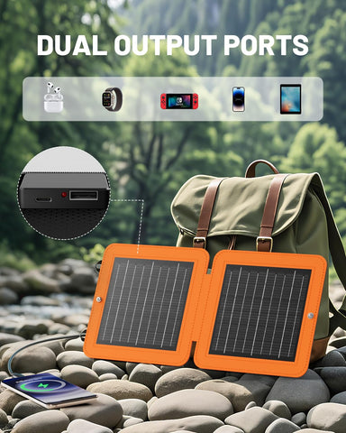 SOLUPUP USB-A and USB-C ports ready for fast charging on the go.