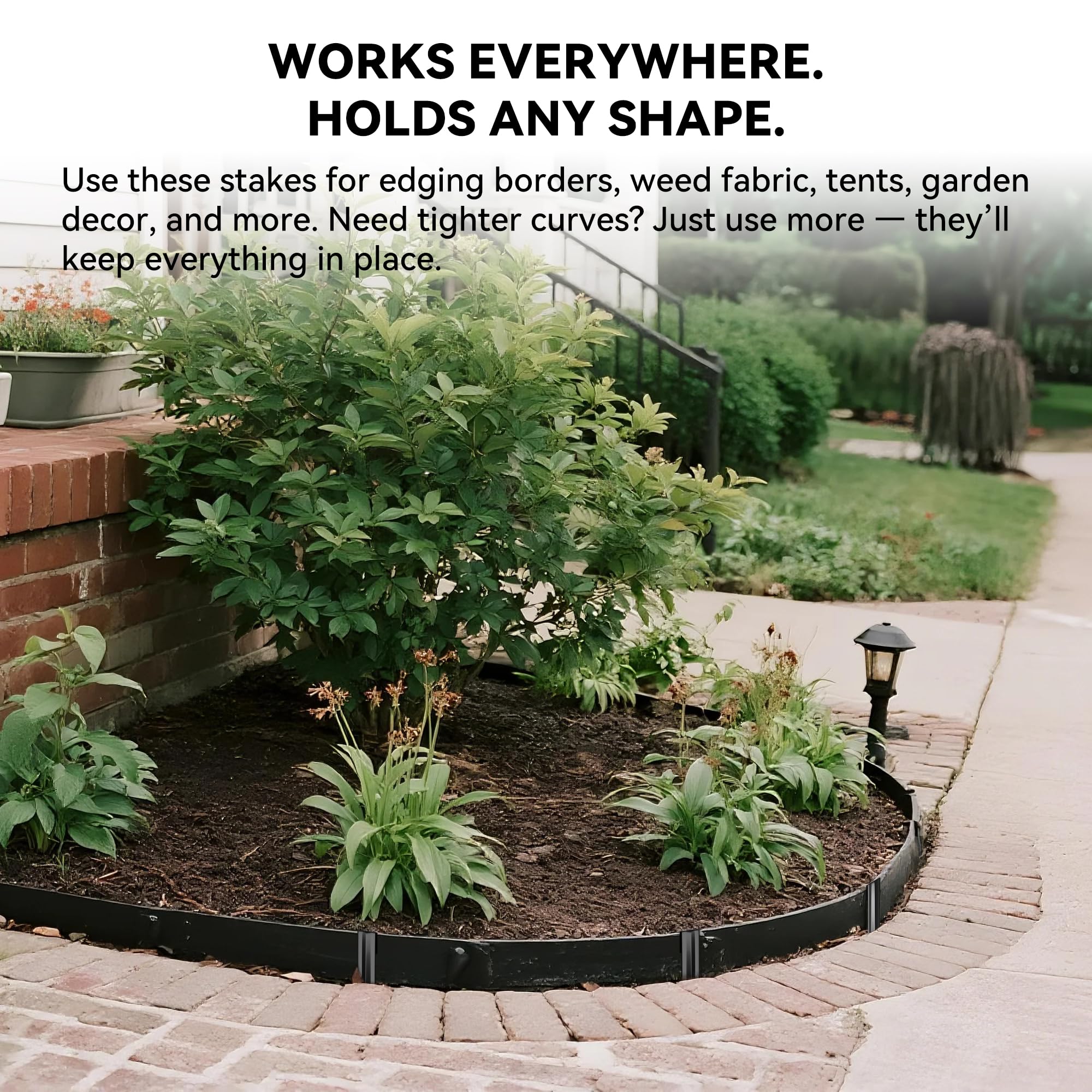 Solution4Patio 12-inch stakes anchored in soil for defined borders
