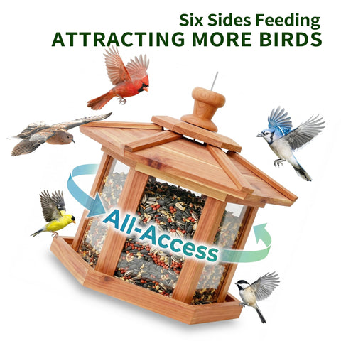 Solution4Patio Bird Feeder durable cedar wood for outdoor spaces.