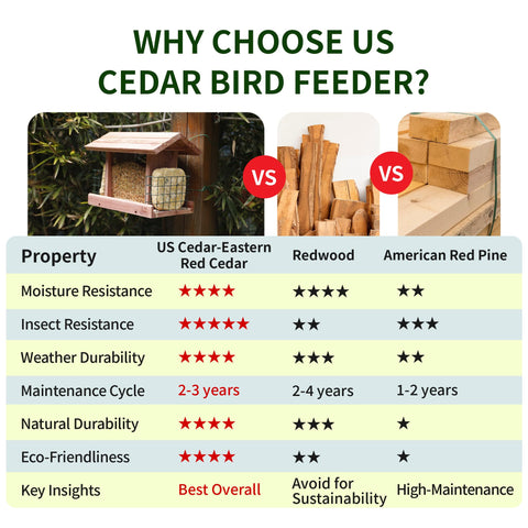 Solution4Patio cedar bird feeder with clear view windows for easy watching.