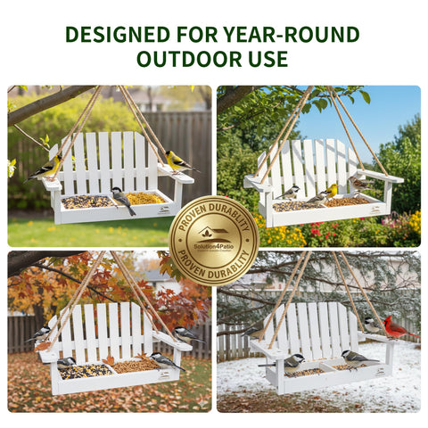 Solution4Patio decorative bench-style feeder doubles as garden decor and wildlife support