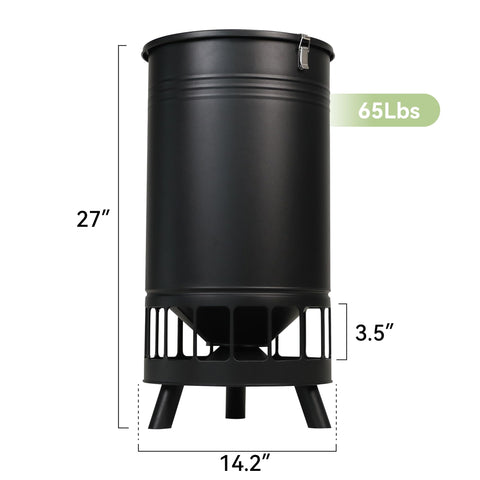 Solution4Patio 65 LB feeder in an outdoor coop setup for easy access