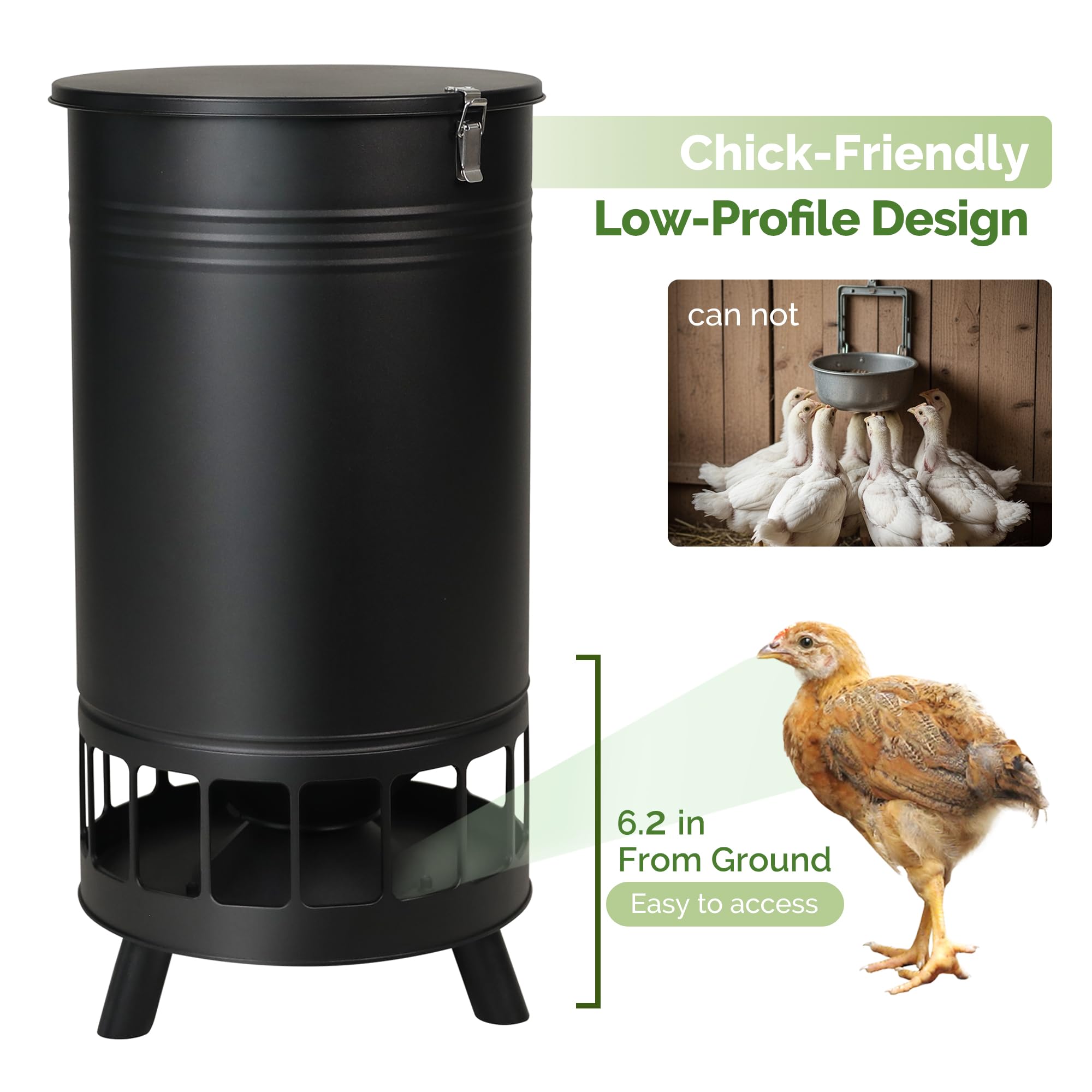 Solution4Patio 65 LB feeder with calibrated feed port height prevents jams