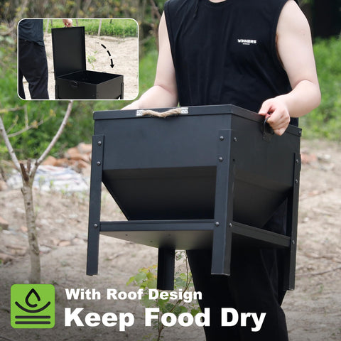 Solution4Patio galvanized steel feeder designed to minimize waste and spills