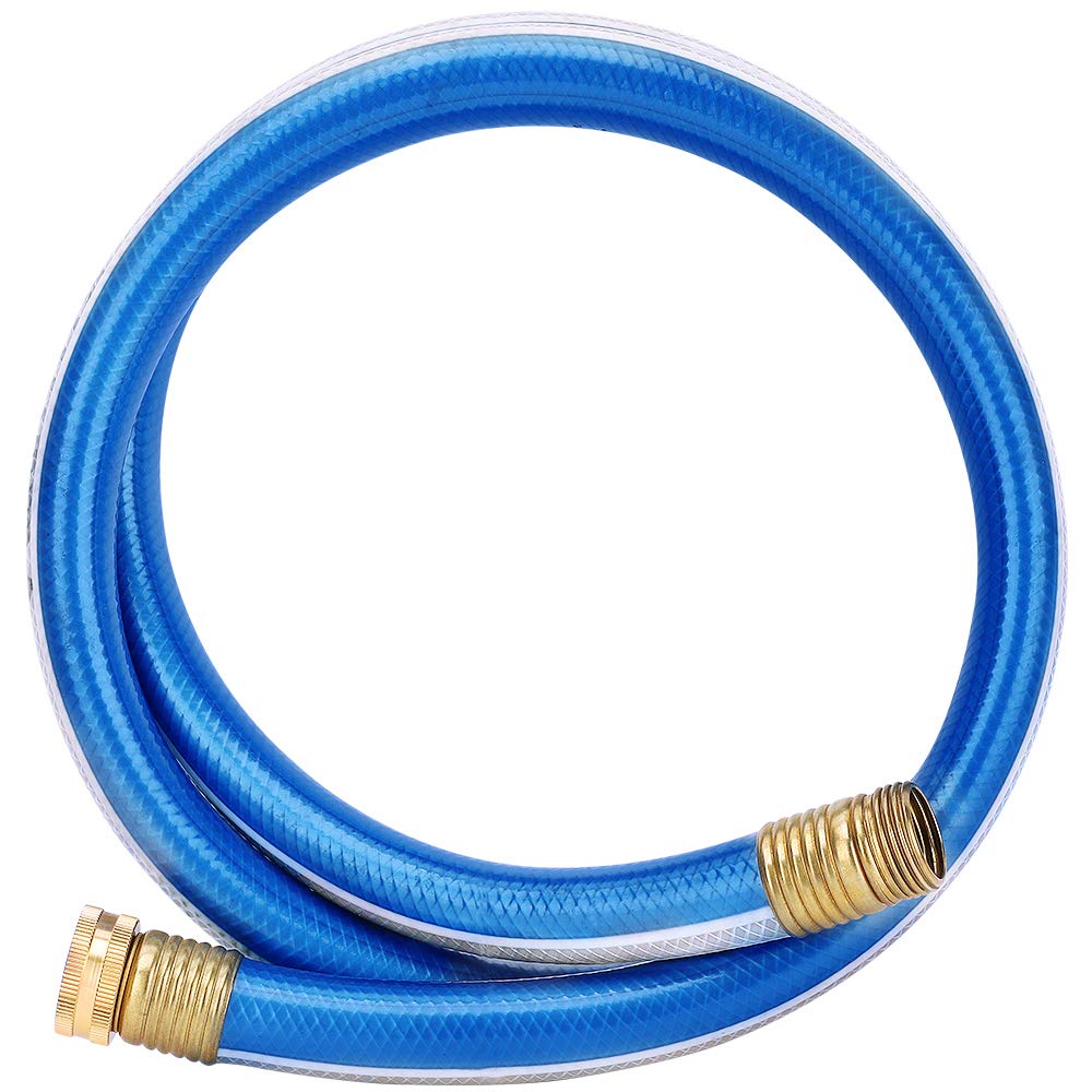 Solution4Patio lead-in blue short garden hose, 5 ft, compact storage