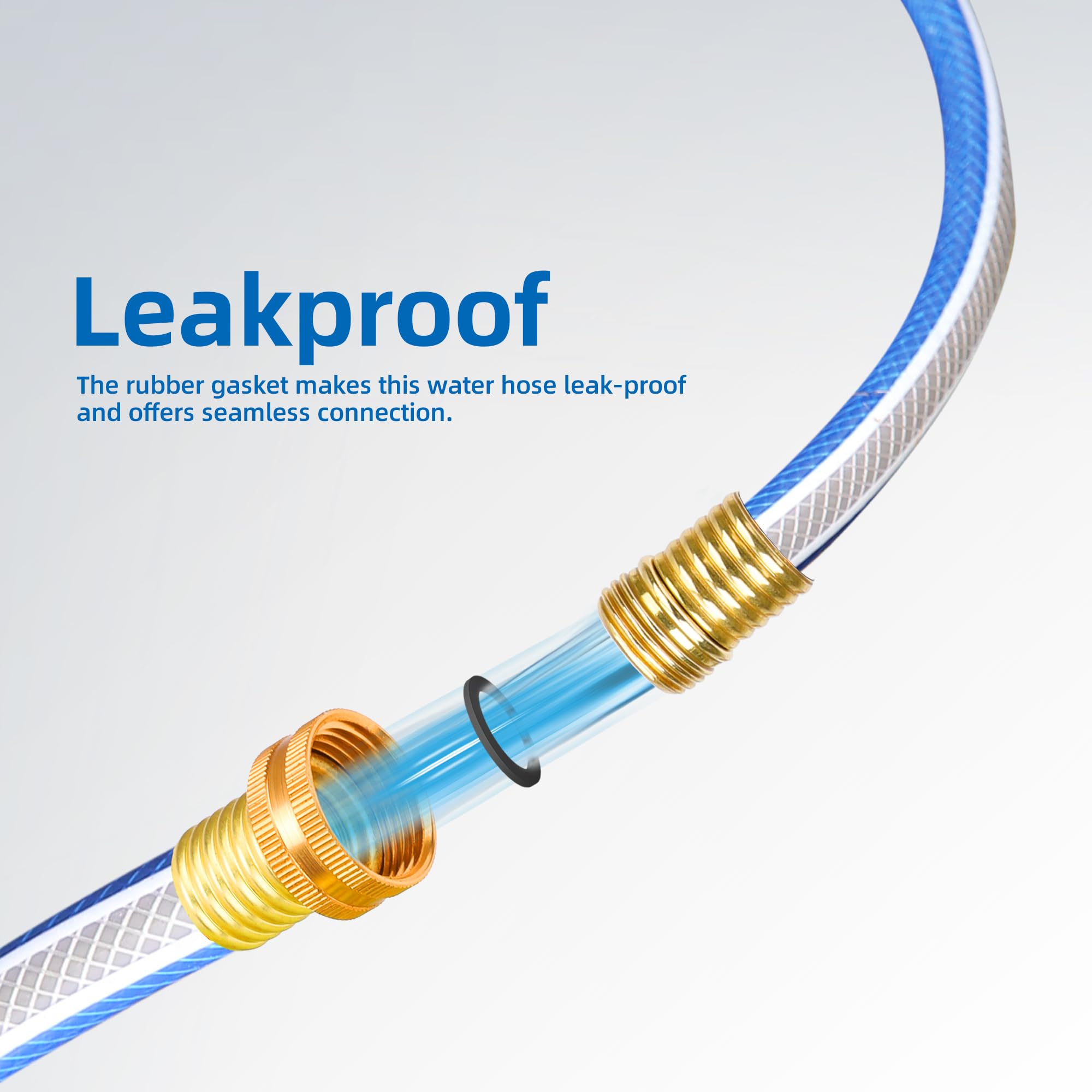 Solution4Patio lead-in blue short hose features brass and aluminum fittings for durability.