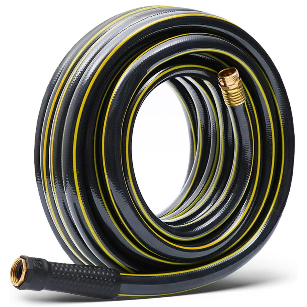 Solution4Patio lead-in garden hose coil, 3/4 inch x 25 ft, easy storage.