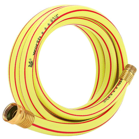 Solution4Patio lead-in yellow short garden hose 10 ft for quick watering and easy storage.