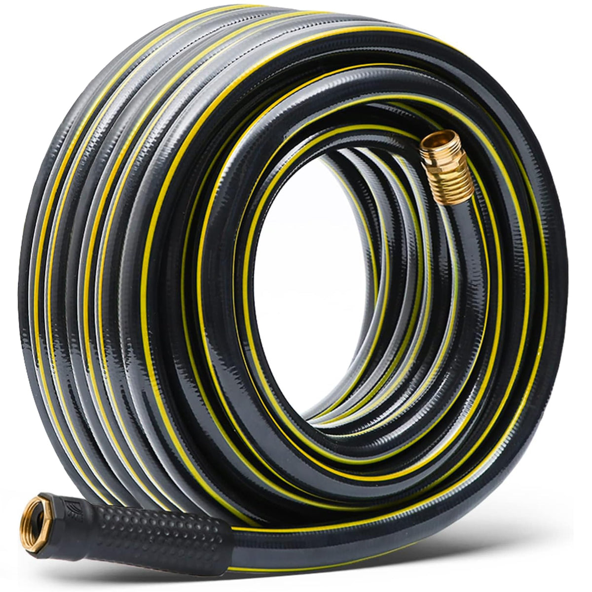 Solution4Patio long black garden hose 50ft coil for easy handling and storage.
