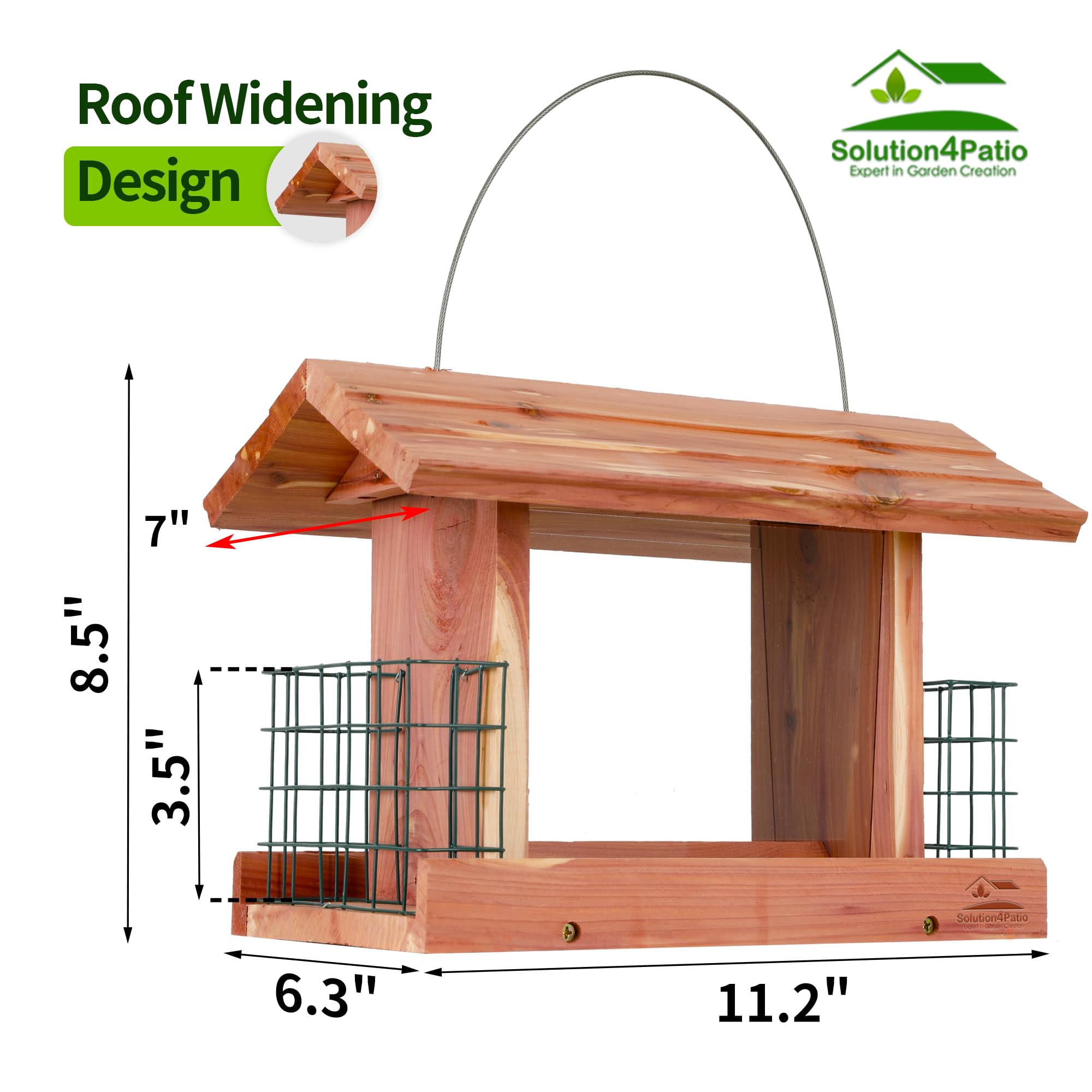 Solution4Patio outdoor hanging feeder with double suet cage attracts multiple species.