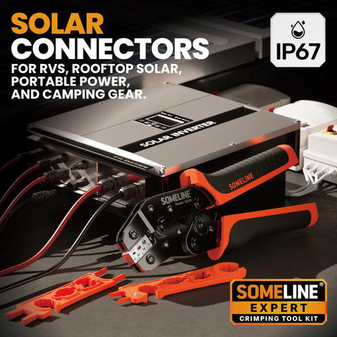 Wrench for solar connectors speeds installation and tightening.