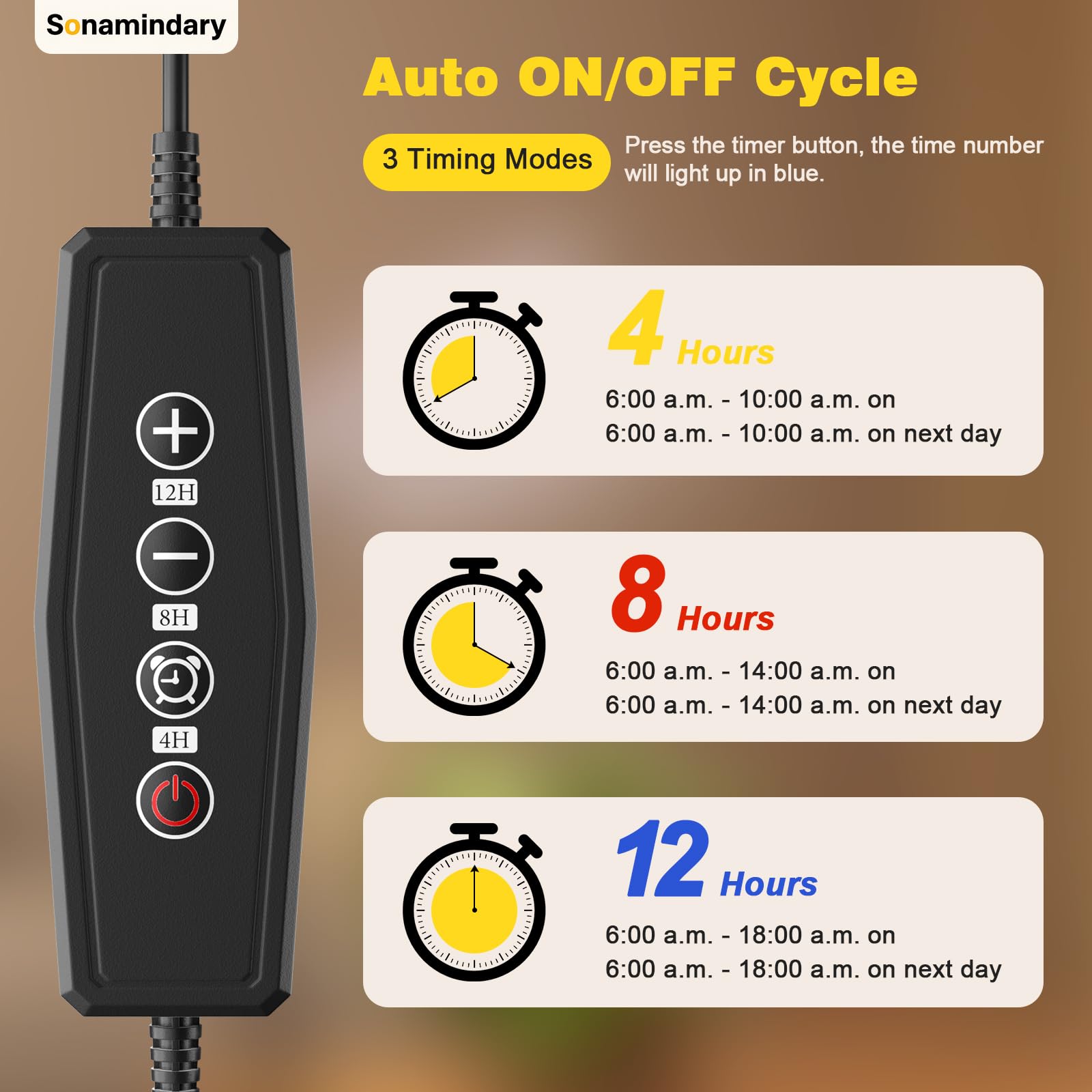 Sonamindary grow light timer settings automate daily lighting for busy plant lovers