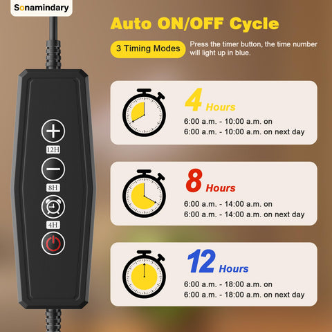 Sonamindary grow light timer settings automate daily lighting for busy plant lovers