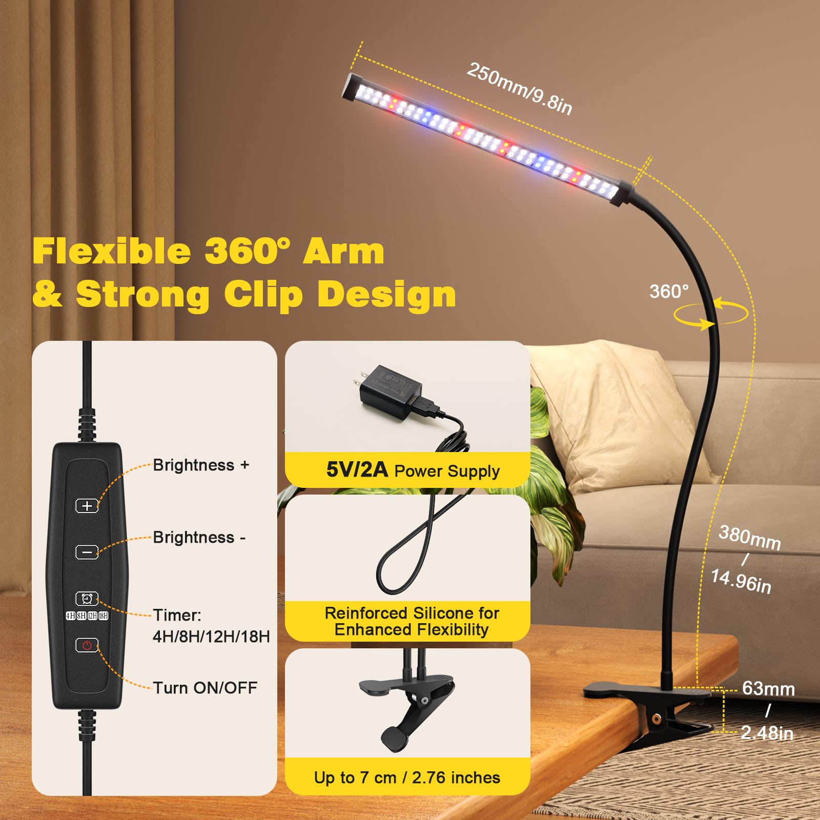 Sonamindary 360° arm and clamp enabling precise placement