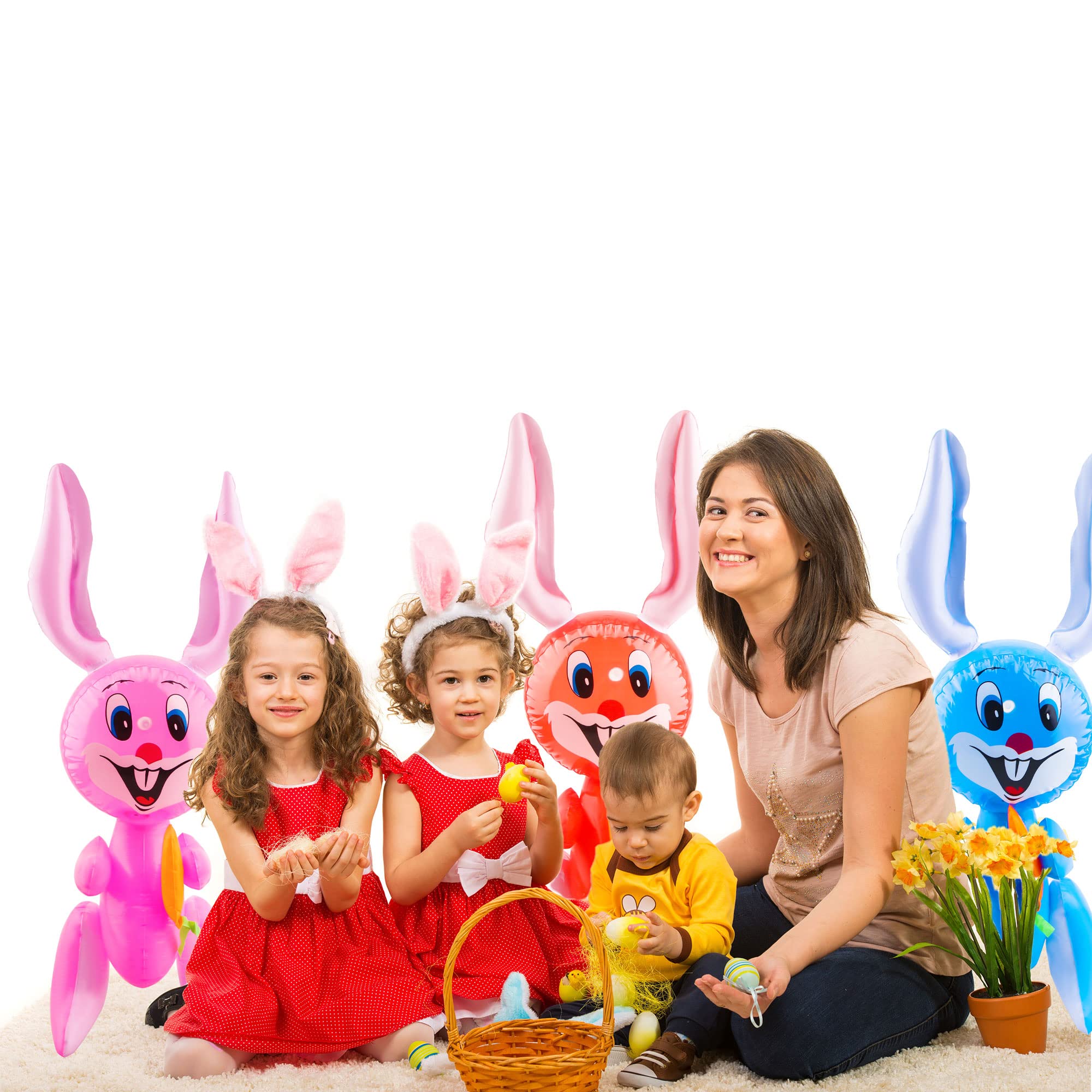 Sonarun 23in pink Easter bunny on party tables or windows for cheerful vibes.