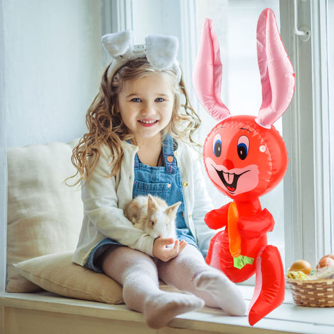 Sonarun 9-piece Easter bunny set with blue, red, and pink inflatables for celebrations.