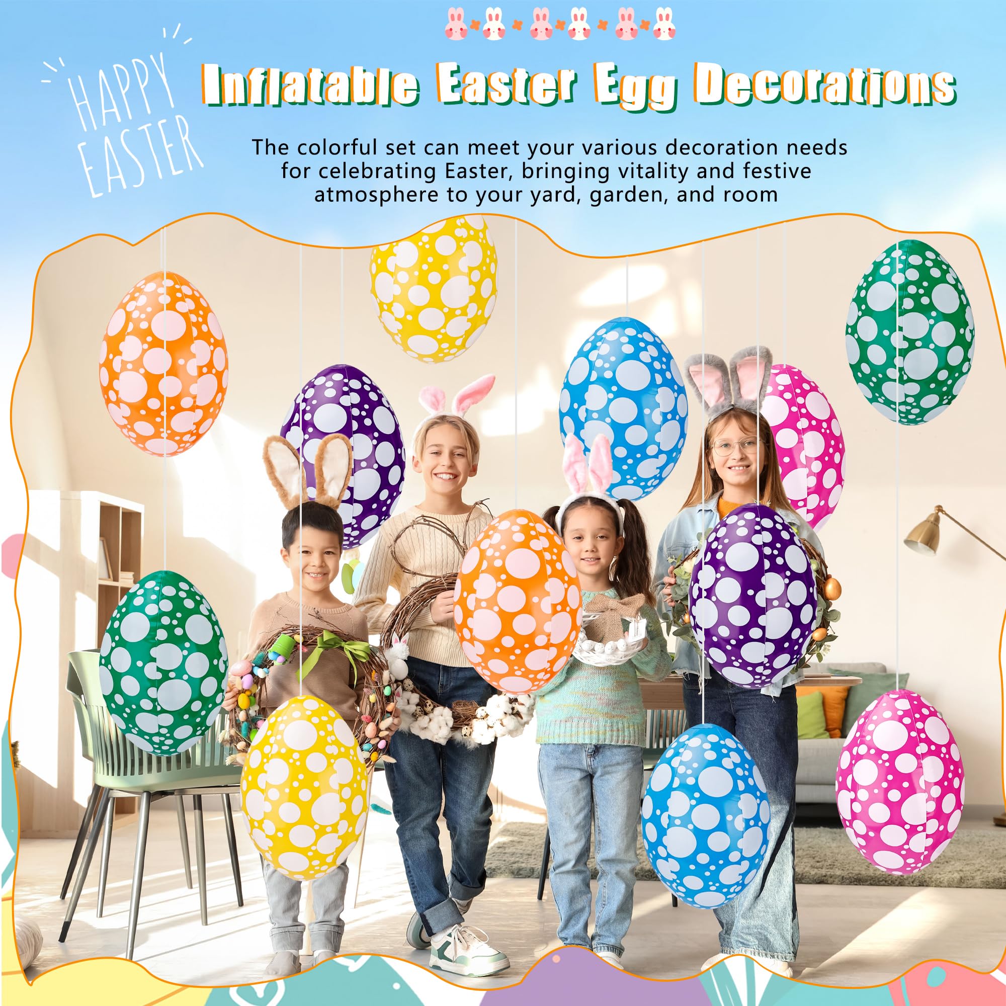 Sonarun green dot-pattern Easter egg creates lively garden displays