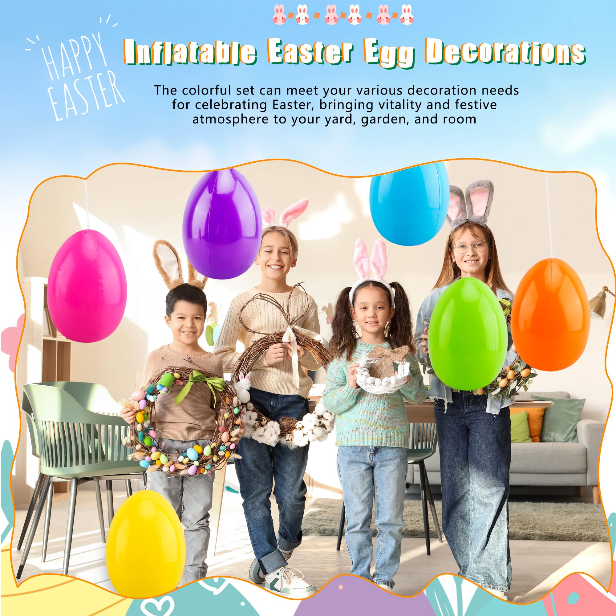 Sonarun green inflatable Easter eggs durable yard decor for Easter